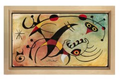 Çizgili Semboller Soyut Tablosu Naturel Ahşap Çerçeve - 50x70