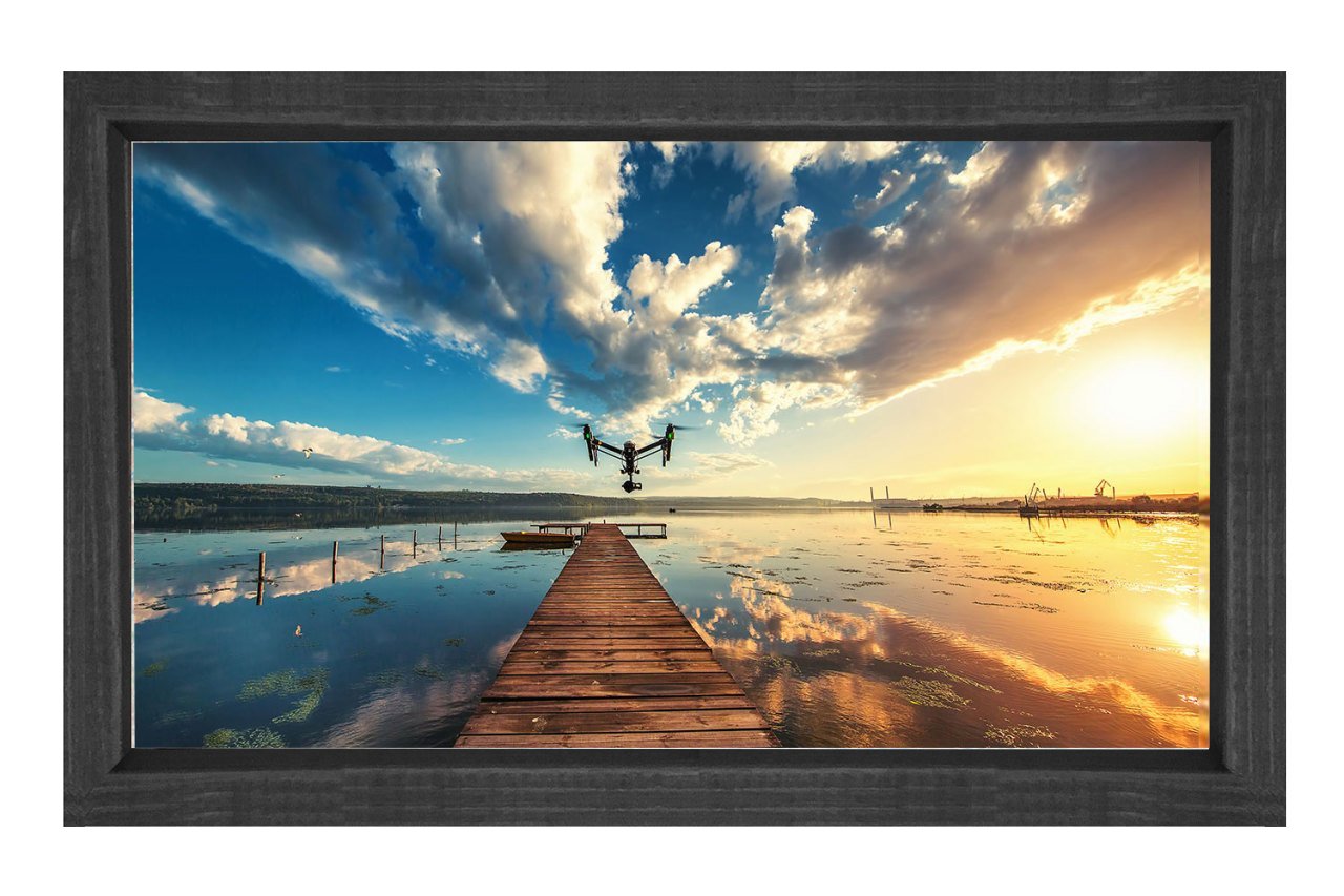 Derinlikli İskele Gün Doğumu Tablosu Siyah Ahşap Çerçeve - 100x200