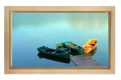 İskele ve Sandallar Tablosu Naturel Ahşap - 45x30