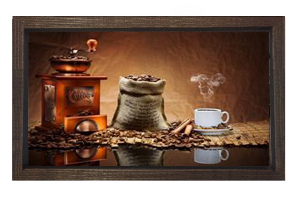 Kahvenin yolculuğu Tablosu Kahverengi Ahşap - 50x90