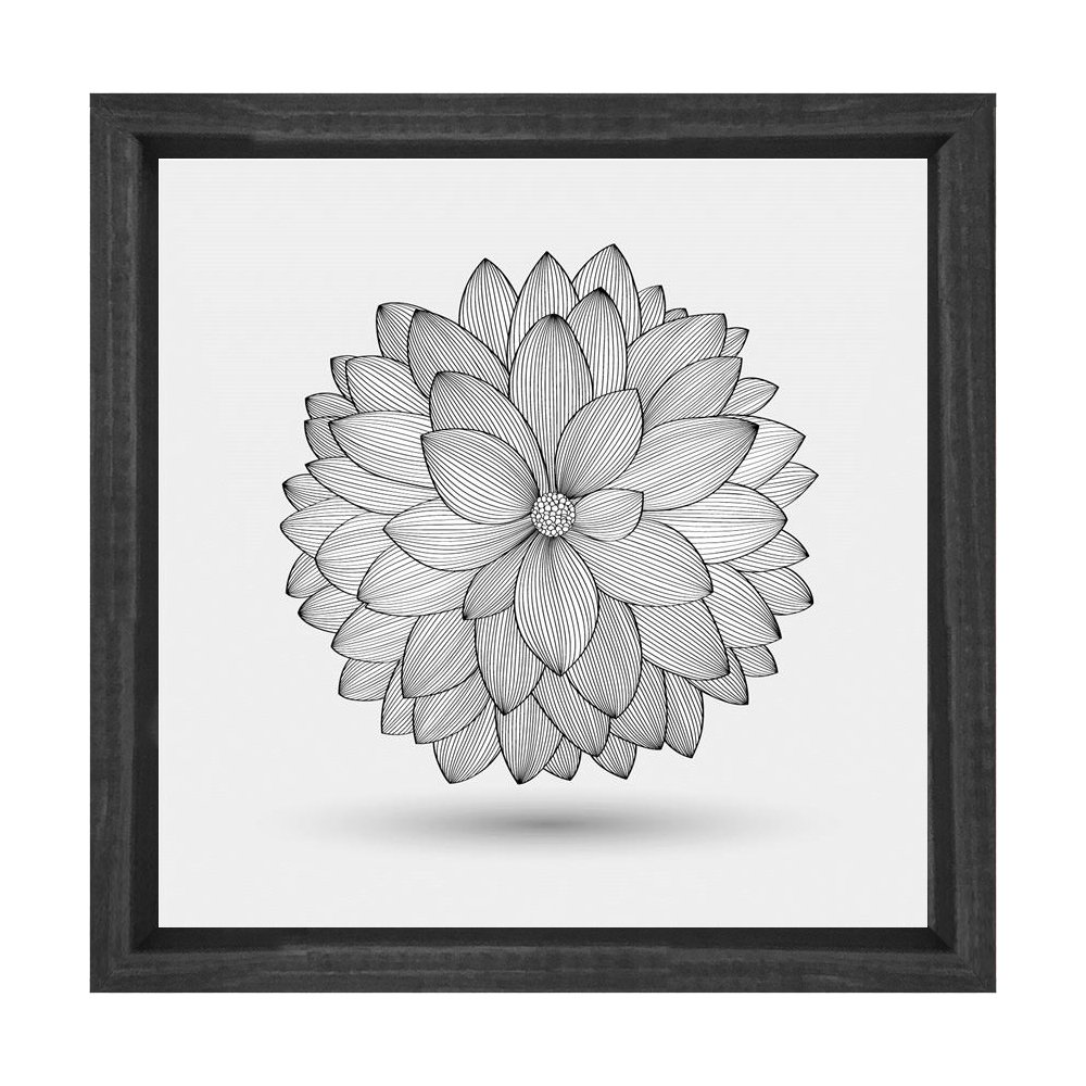 Çiçek Boyama Tablo Tablosu Siyah Ahşap Çerçeve - 30x30