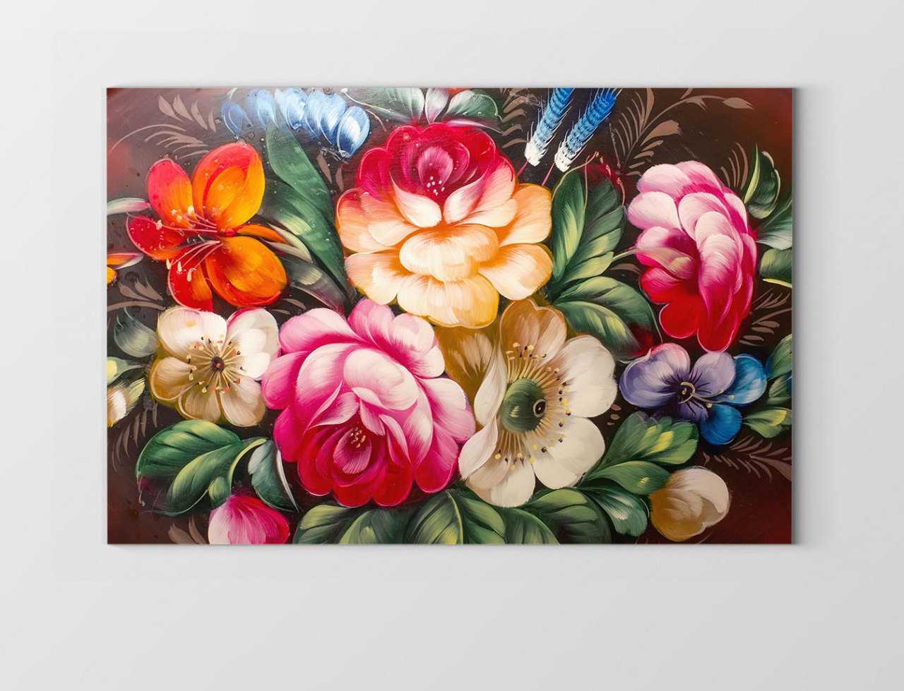 Renkli Gül Çiçekleri Çerçevesiz - 100x200
