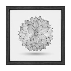 Çiçek Boyama Tablo Tablosu Siyah Ahşap Çerçeve - 40x40
