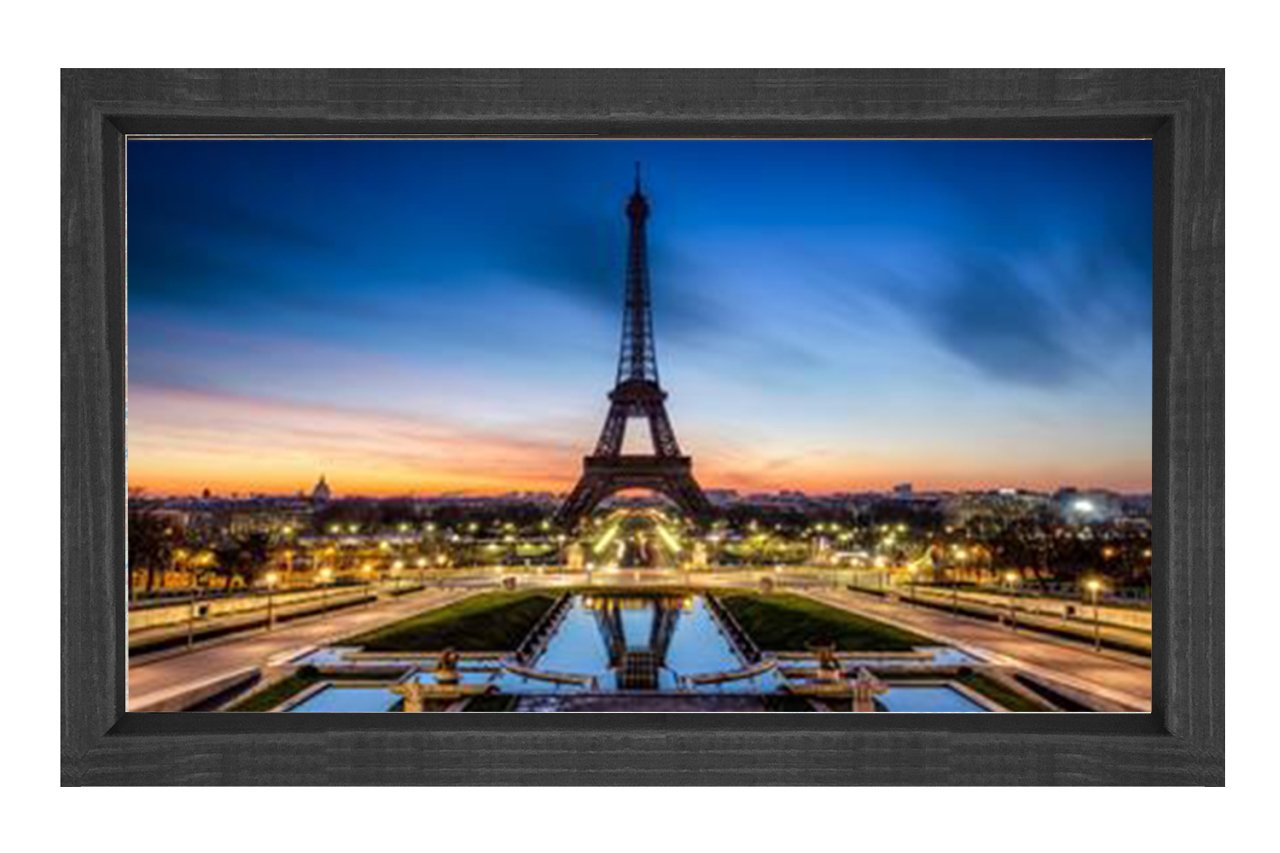 Eiffel  Kulesi Paris Tablosu Siyah Ahşap Çerçeve - 100x200