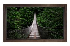 3D Orman Köprü Tablosu Kahverengi Ahşap Çerçeve - 50x70