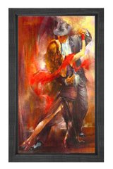 Tango Dansı Tablosu Siyah Ahşap Çerçeve - 50x70