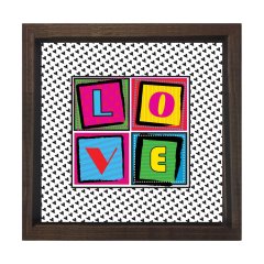 Vintage Love Yazısı Tablosu Kahverengi Ahşap Çerçeve - 60x60