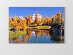 Sonbahar Ve Göl Tablosu Çerçevesiz - 70x100