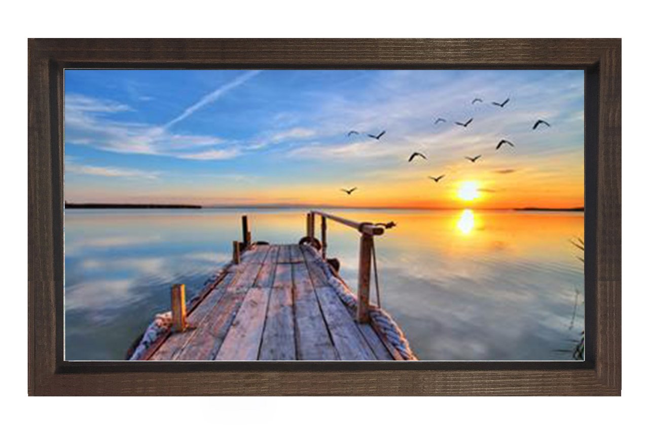 Derinlikli İskele Manzara Tablosu Kahverengi Ahşap - 50x90