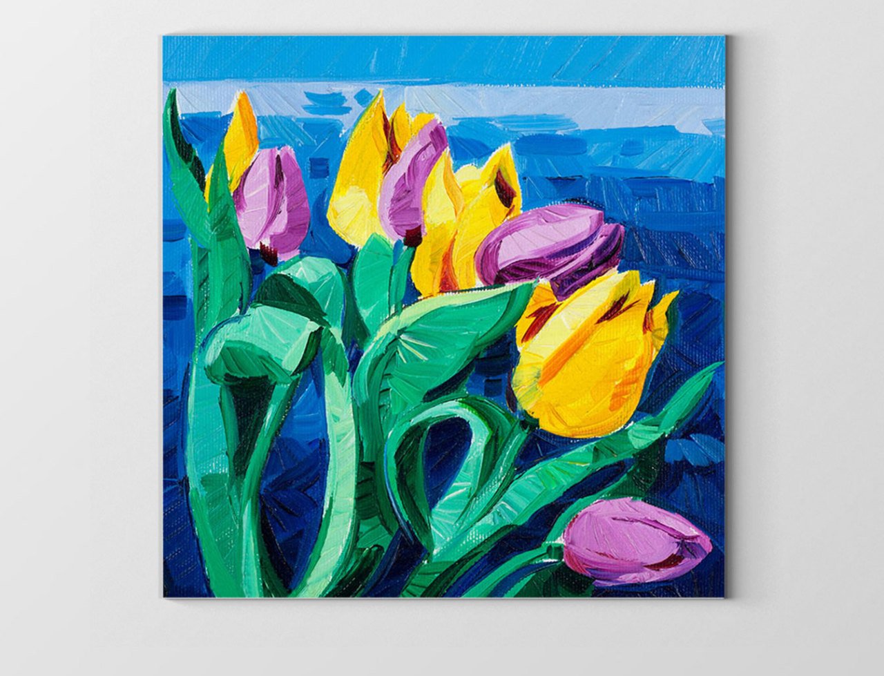 Pembe Sarı Güller Tablosu Çerçevesiz - 40x40