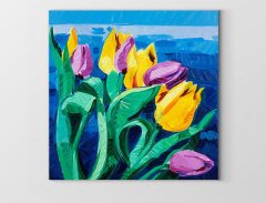 Pembe Sarı Güller Tablosu Çerçevesiz - 40x40