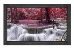 Mor Ağaçlar Ve Şelale Tablosu Siyah Ahşap Çerçeve - 100x200