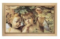 Melekli Bahçe Tablosu Naturel Ahşap Çerçeve - 50x90