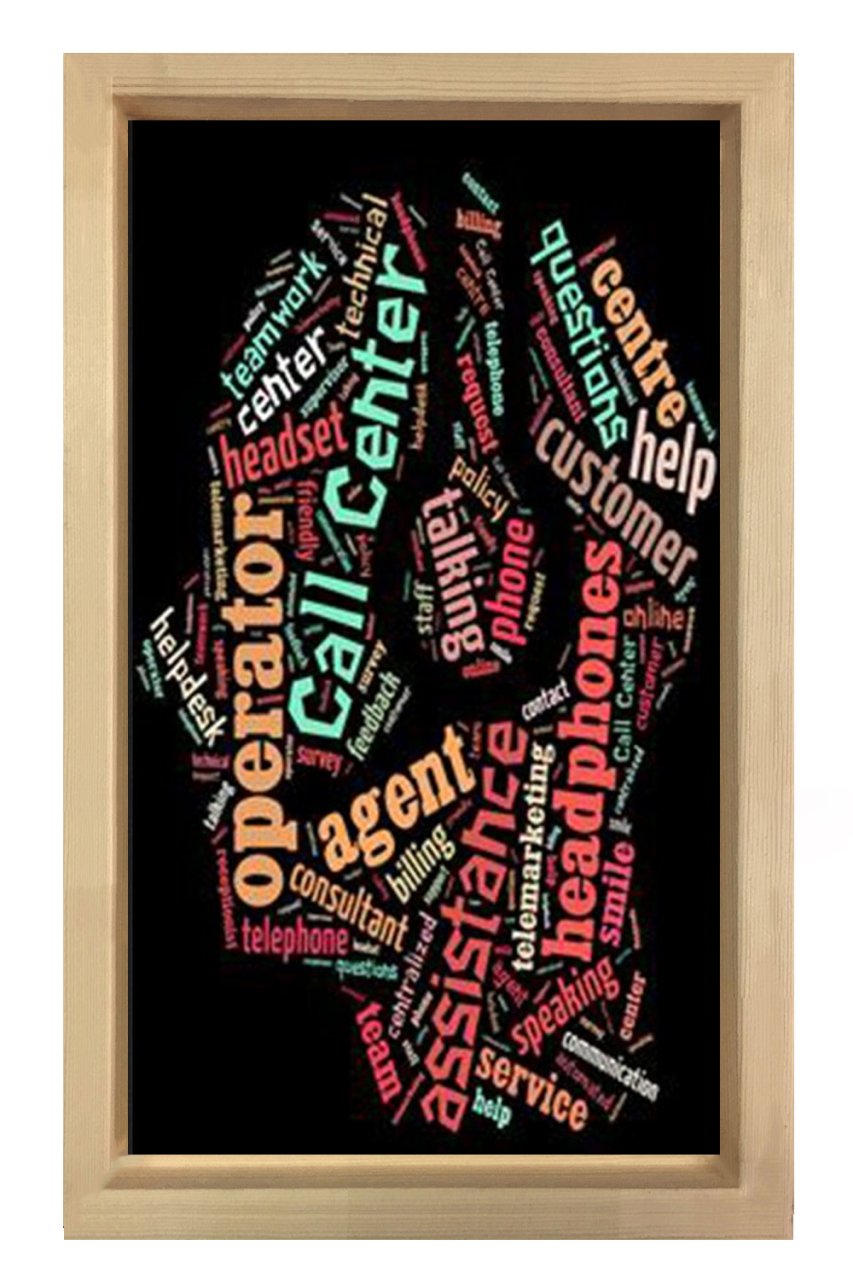 Çağrı Merkezi Tipografi Tablosu Naturel Ahşap - 50x70