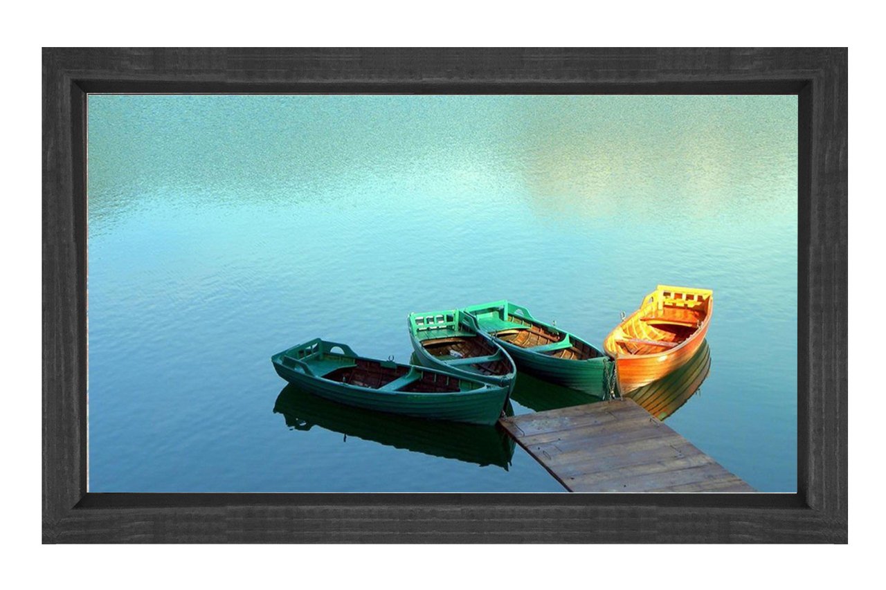 İskele ve Sandallar Tablosu Siyah Ahşap - 70x100
