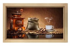 Kahvenin yolculuğu Tablosu Naturel Ahşap - 70x100