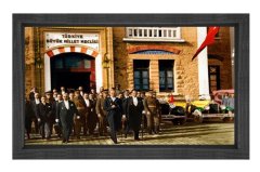 Atatürk Ve TBMM Tablosu Siyah Ahşap - 50x90