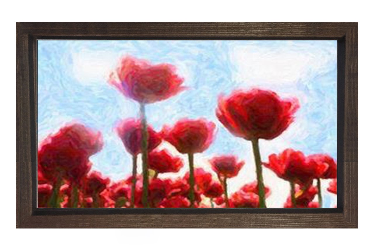 Gelincik Çiçekleri Reprödiksiyon Tablosu Kahverengi Ahşap Çerçeve - 50x90