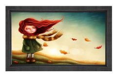 Sonbaharda Kız Tablosu Siyah Ahşap Çerçeve - 50x90