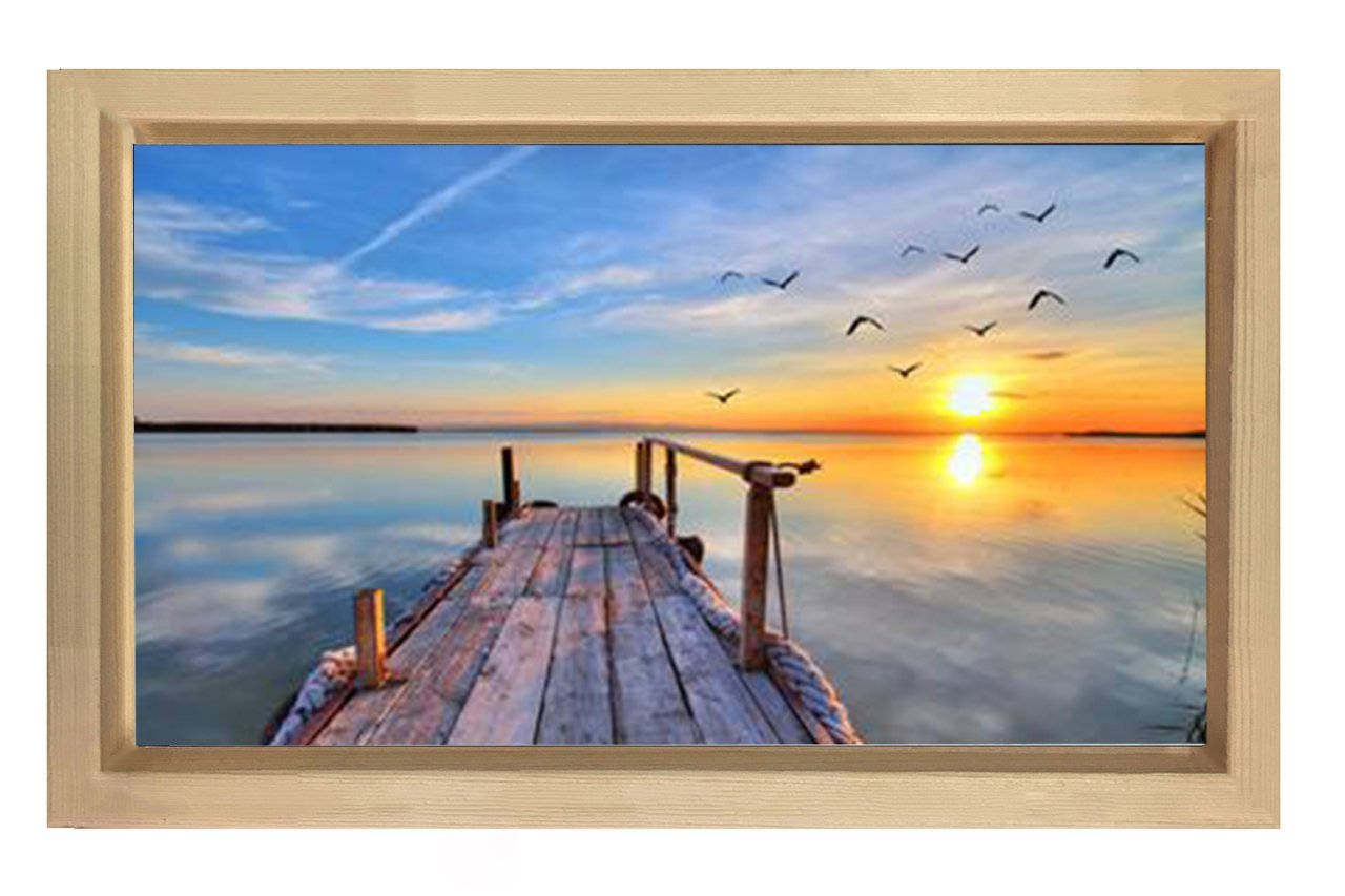 Derinlikli İskele Manzara Tablosu Naturel Ahşap - 45x30