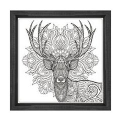 Mandala Geyik Tablosu Siyah Ahşap Çerçeve - 40x40