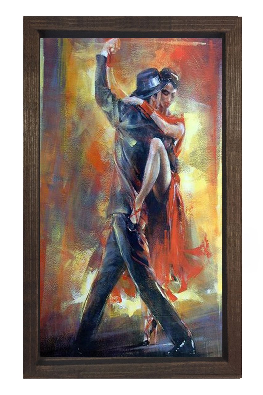 Romantik Tango Tablosu Kahverengi Ahşap Çerçeve - 50x70