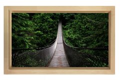 3D Orman Köprü Tablosu Naturel Ahşap Çerçeve - 50x70