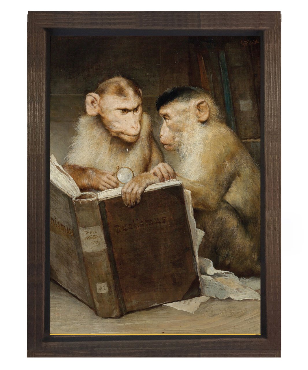 Gabriel von Max - The Scholars Tablosu Kahverengi Ahşap Çerçeve - 100x200
