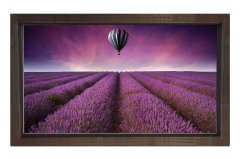 Uçan Balon Ve Lavanta Manzarası Tablosu Kahverengi Ahşap Çerçeve - 50x90