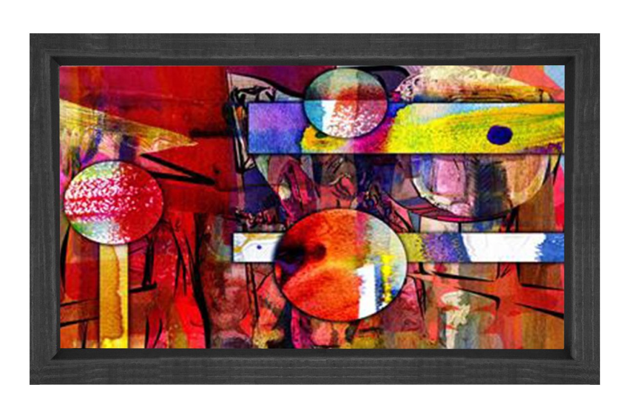 Soyut Reprodüksiyon Tablosu Siyah Ahşap - 50x70
