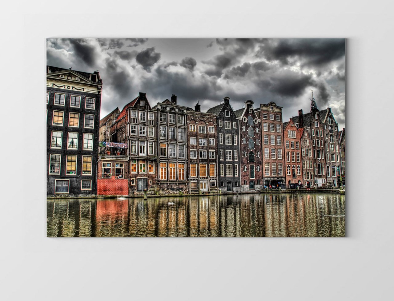 Amsterdam ve Amstel Irmağı Tablosu Çerçevesiz - 100x150
