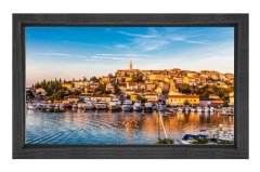 Sahil Kasabası ve Marina Tablosu Siyah Ahşap - 50x70