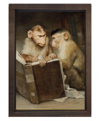Gabriel von Max - The Scholars Tablosu Kahverengi Ahşap Çerçeve - 50x70