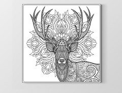 Mandala Geyik Tablosu Çerçevesiz - 100x100