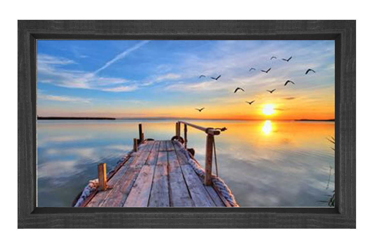 Derinlikli İskele Manzara Tablosu Siyah Ahşap - 45x30