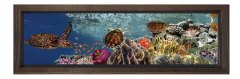 Kaplumbağalar Ve Deniz Tablosu Kahverengi Ahşap Çerçeve - 150x50