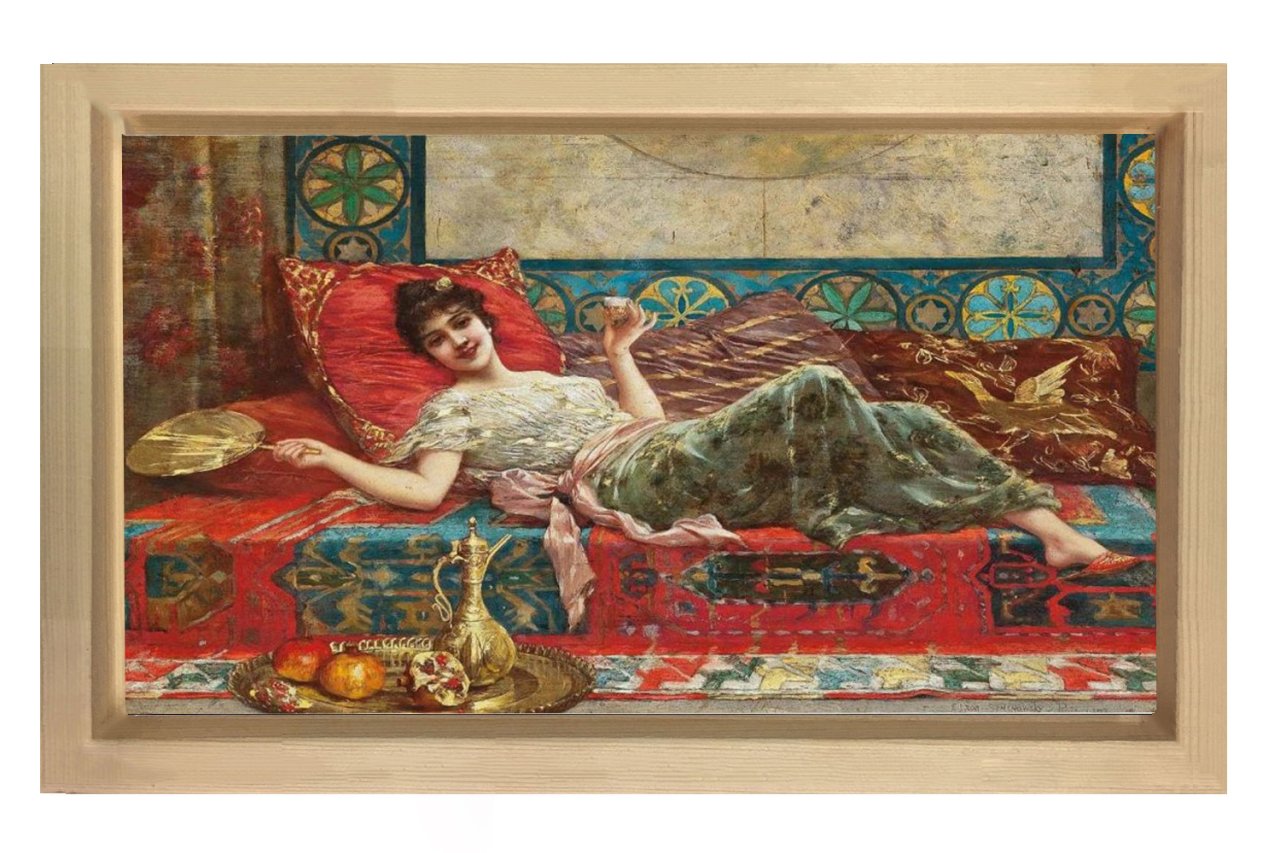 Osmanlı ve Harem Tablosu Naturel Ahşap Çerçeve - 50x70