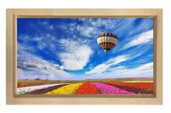 Balon Ve Çiçek Tarlası Manzara Tablosu Naturel Ahşap - 70x100