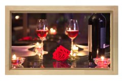 Romantik Masa Ve Şarap Kadehleri Tablosu Naturel Ahşap - 45x30