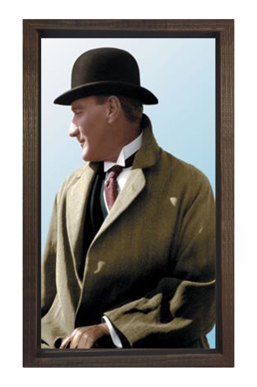 Atatürk Tablosu Tablosu Kahverengi Ahşap Çerçeve - 70x100