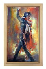 Romantik Tango Tablosu Naturel Ahşap Çerçeve - 50x90