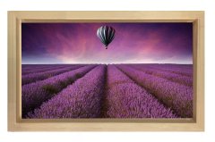 Uçan Balon Ve Lavanta Manzarası Tablosu Naturel Ahşap Çerçeve - 50x90