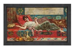 Osmanlı ve Harem Tablosu Siyah Ahşap Çerçeve - 100x200