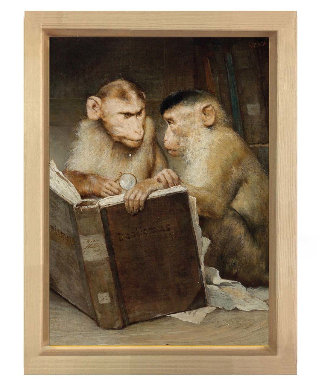 Gabriel von Max - The Scholars Tablosu Naturel Ahşap Çerçeve - 45x30