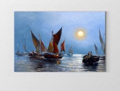 Vintage Gemi ve Güneş Tablosu Çerçevesiz - 100x200