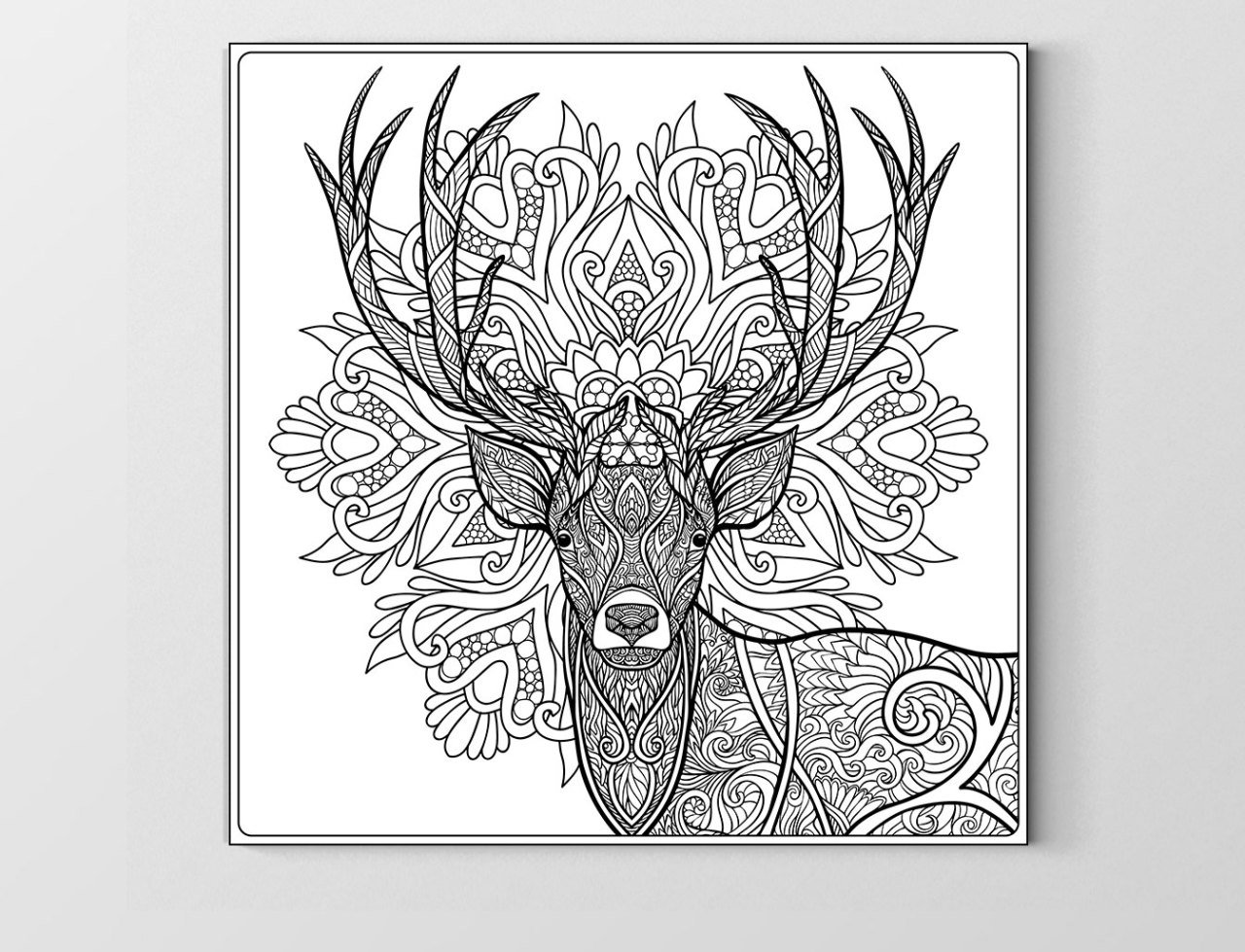 Mandala Geyik Tablosu Çerçevesiz - 70x70