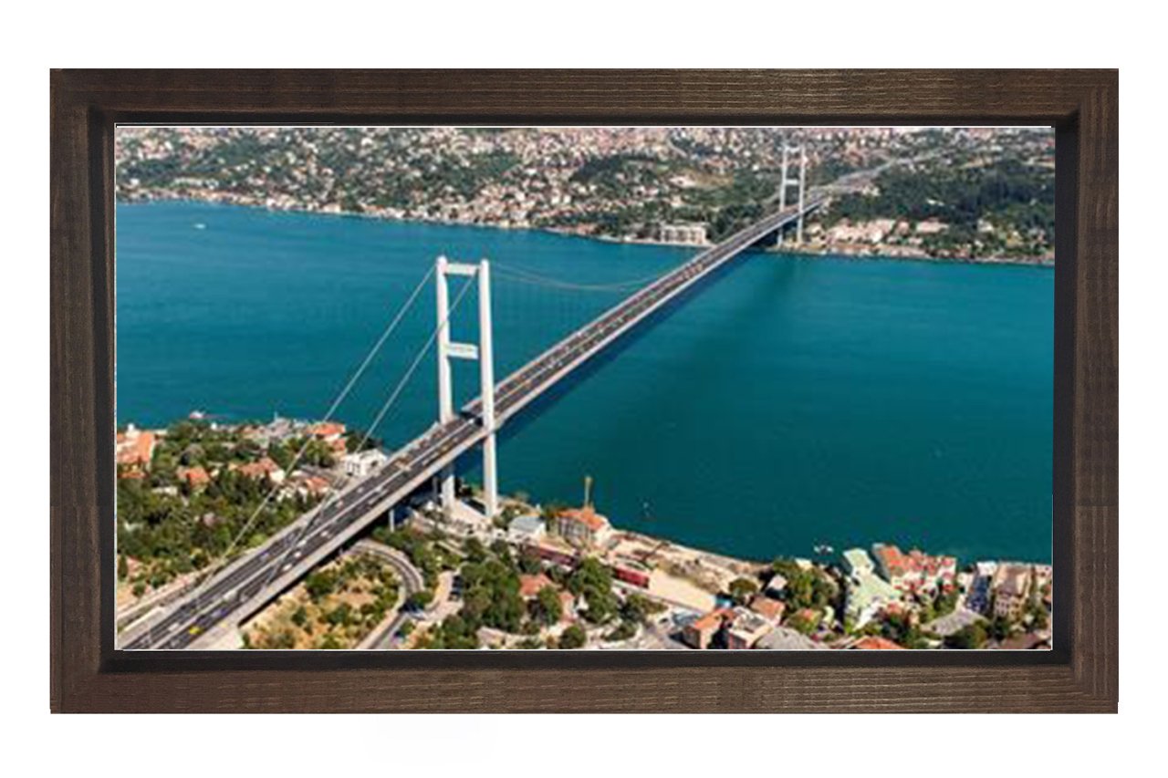 İstanbul Boğazı Tablosu Kahverengi Ahşap Çerçeve - 100x150