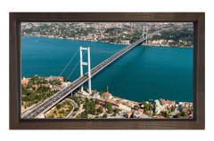 İstanbul Boğazı Tablosu Kahverengi Ahşap Çerçeve - 100x150