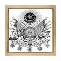 Osmanlı Tuğrası Boyama Tablo Tablosu Naturel Ahşap Çerçeve - 70x70