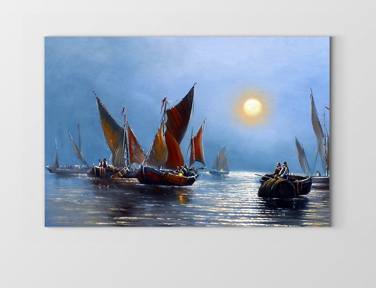 Vintage Gemi ve Güneş Tablosu Çerçevesiz - 40x60